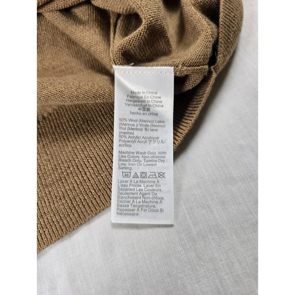 J Crew Sweater Mens Large Brown Merino Wool Crewneck Knit Pullover Lightweight
